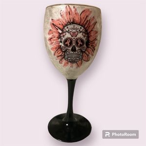 Breast Cancer Awareness Pink Sunflower Wine Glass